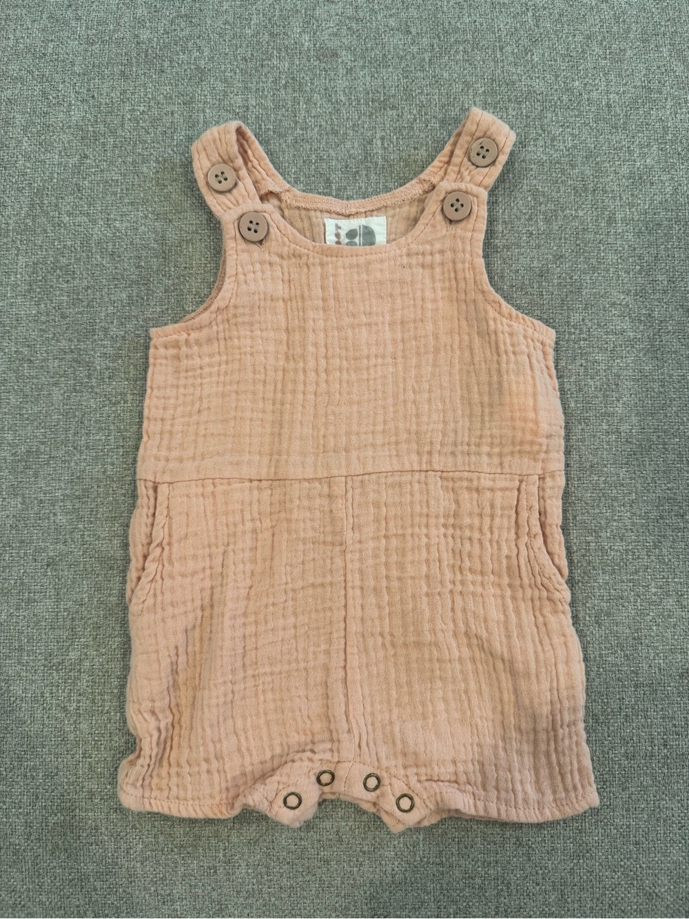 Mauve Blush Muslin Baby Romper with Button Straps